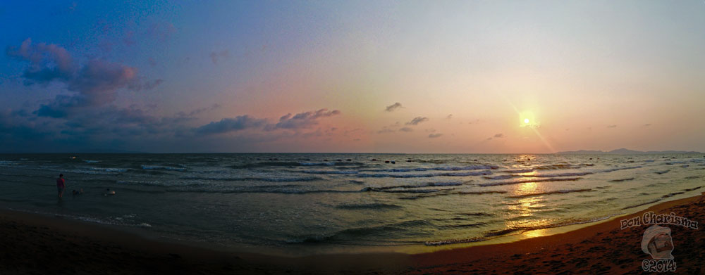 Wide Beach Sunset Panorama